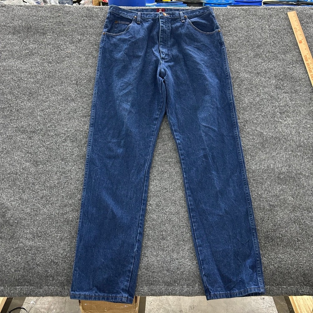 Wrangler Jeans Mens Size 38x36 Blue Relaxed Fit Dark Wash Denim 31MWZPW